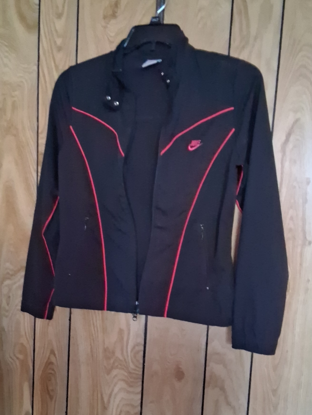 Nike Women’s Black Bomber Jacket with Red Trim